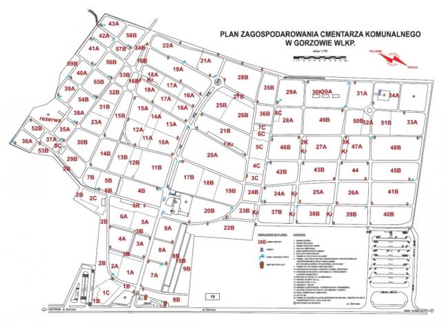 Mapa cmentarza komunalnego w Gorzowie Wlkp.
